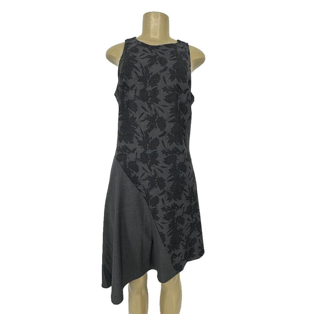 Banana Republic Size 6P Women Bias Cut Asymmetric Hem Fit Flare Dress Gray 49-5
